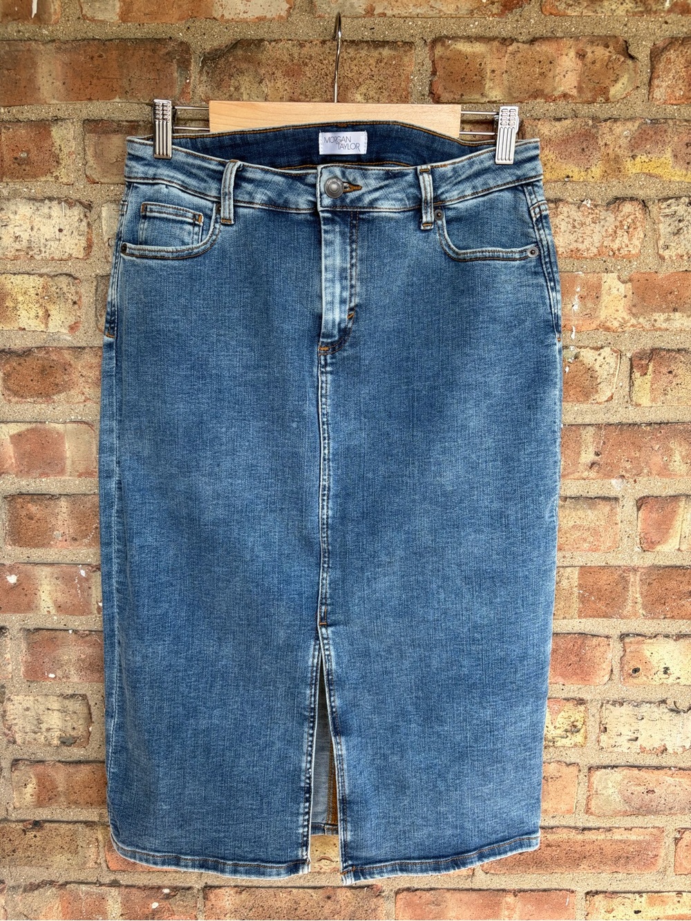 Morgan Taylor Stretch Denim Pencil Skirt
